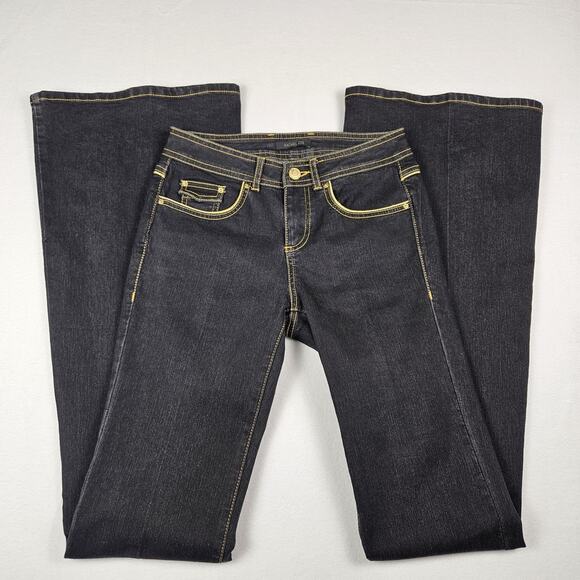 Rachel Zoe Flared Jeans Bellbottom Blue Gold Bootcut Stretch Denim Size 25 Tall - Picture 8 of 16